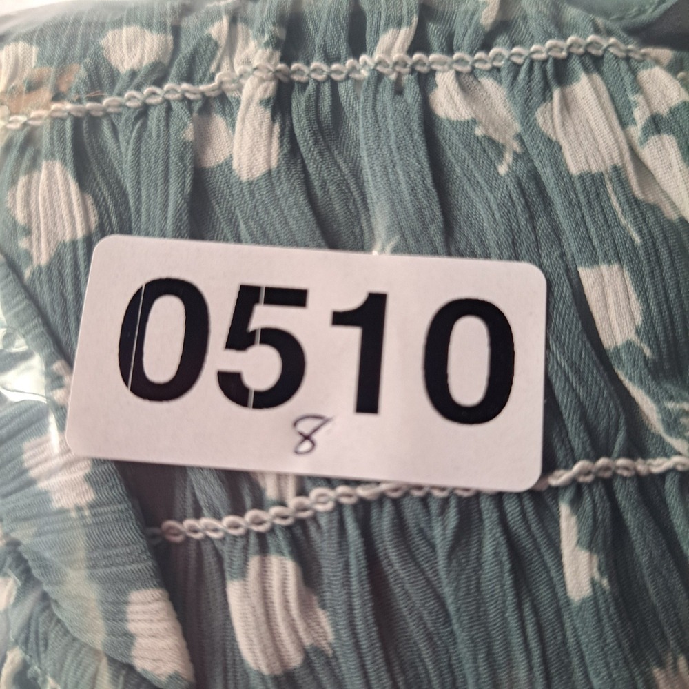 Dokotoo Womens Teal Floral Smocked Yoke Chiffon Blouse Long Sleeve Size L - Picture 10 of 10